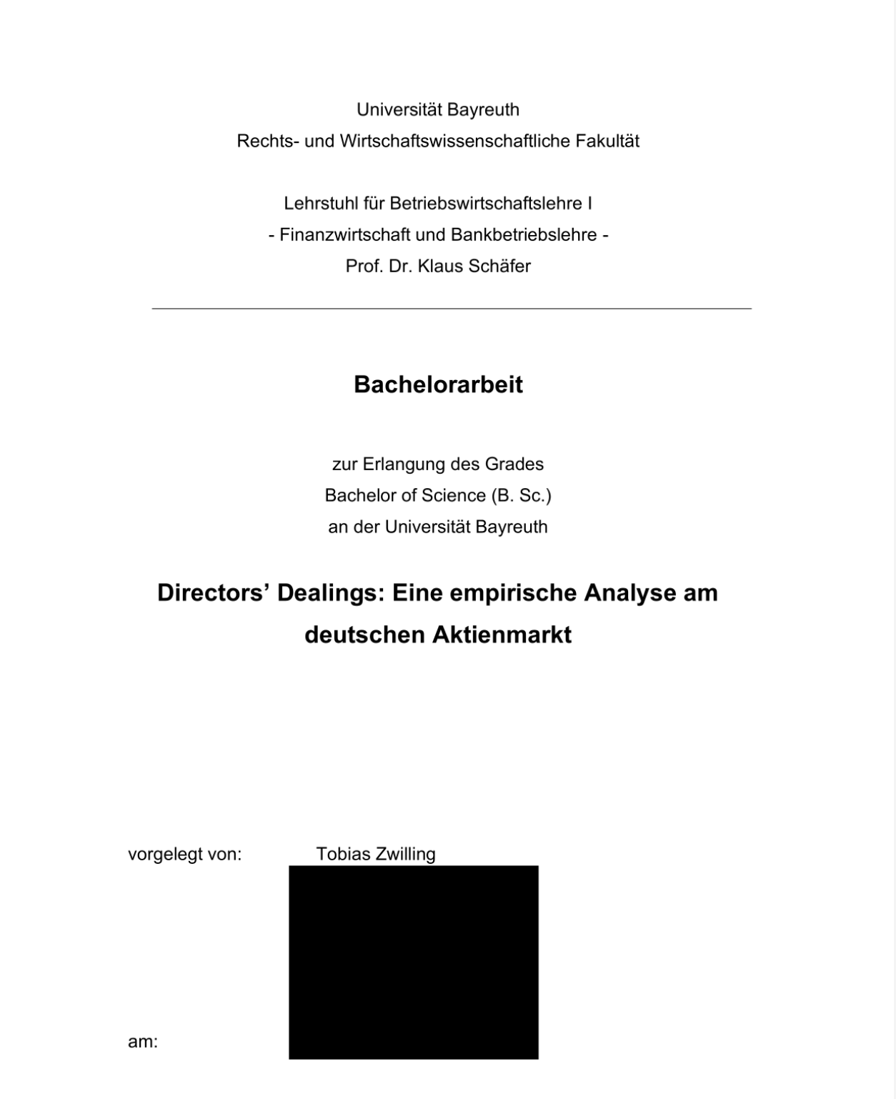Bachelorarbeit Deckblatt